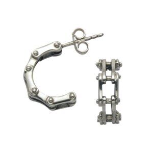Sterling Silver Bike Chain Stud Earrings